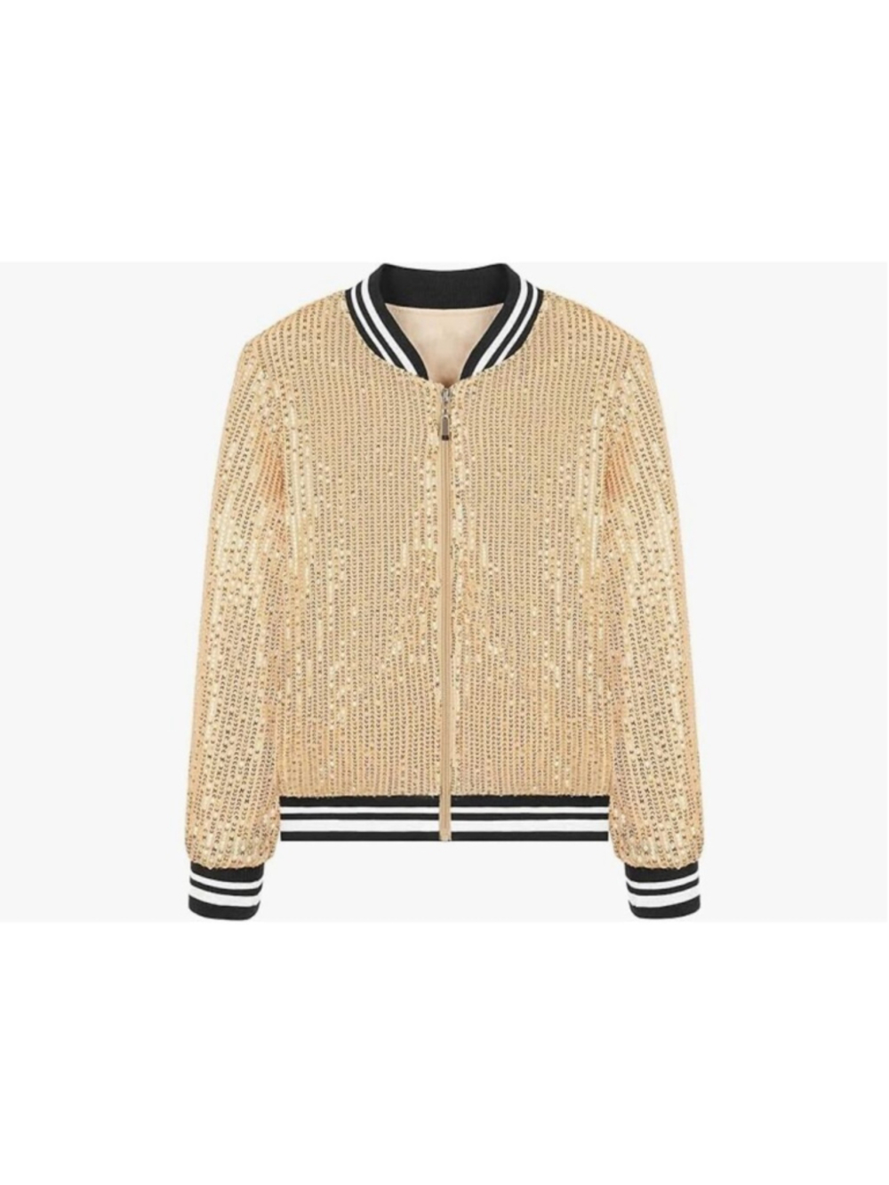 NEW Gold Girls Sequin Bomber Sparkle Zipper Pockets Jacket 8 Yrs